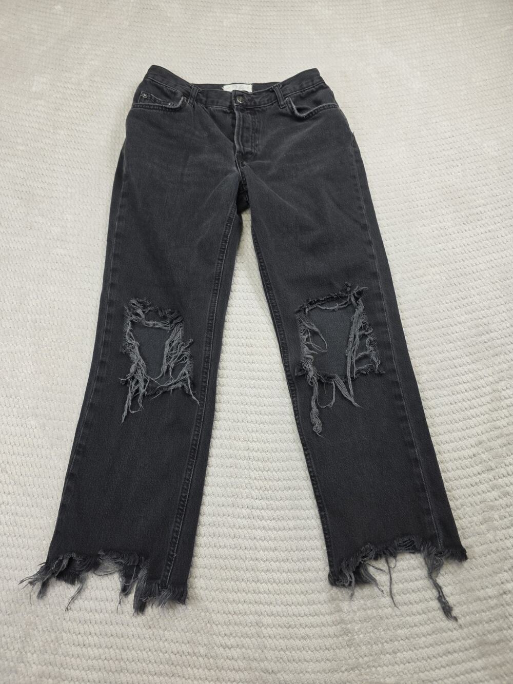 We The Free Jeans Womens 26 Black Distressed Raw Hem